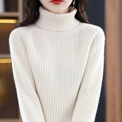 Damen Rollkragenpullover Rippstruktur Kuschelfleece Eveloria