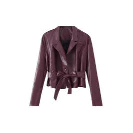 Damen Kunstlederjacke Mit Taillengürtel