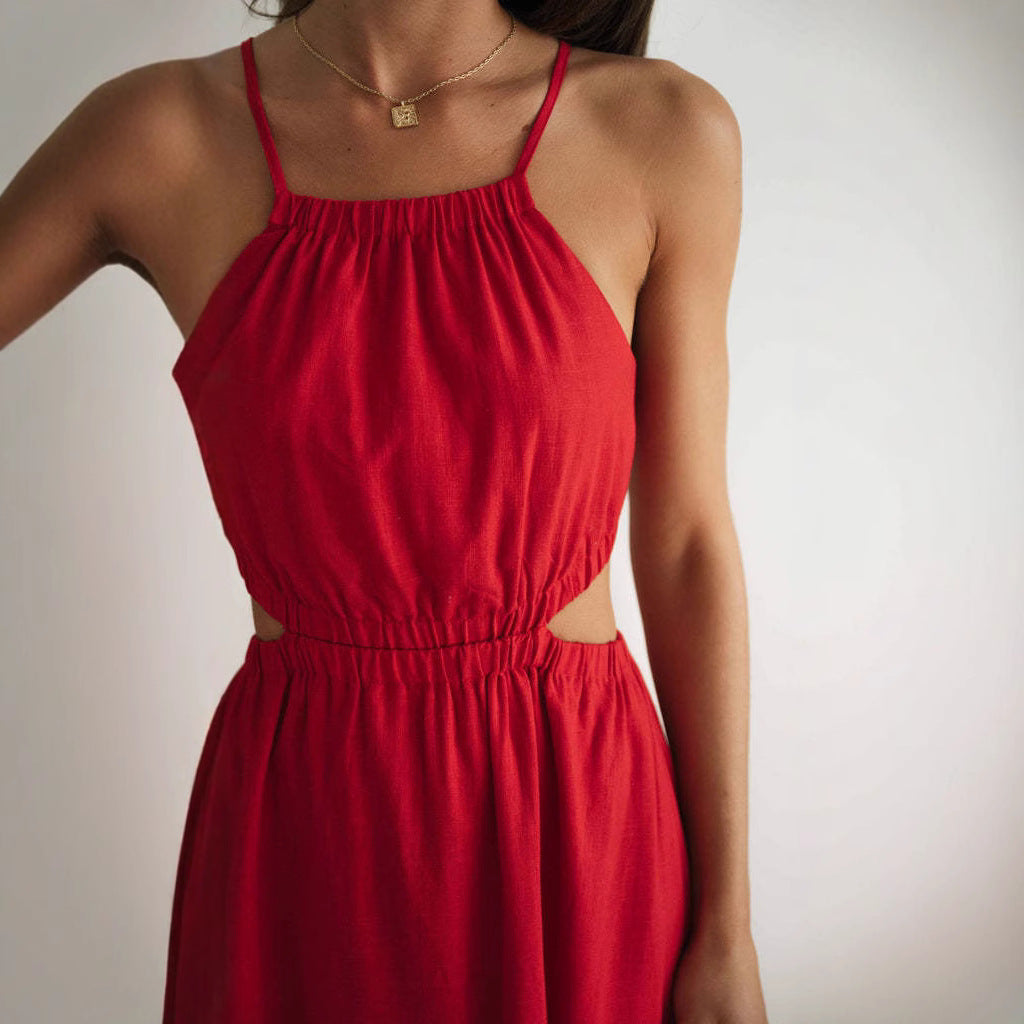Damen Maxikleid mit Cut-Outs und hoher Beinschlitz