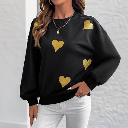 Damen Sweatshirt mit goldenen Herzchen-Print Eveloria
