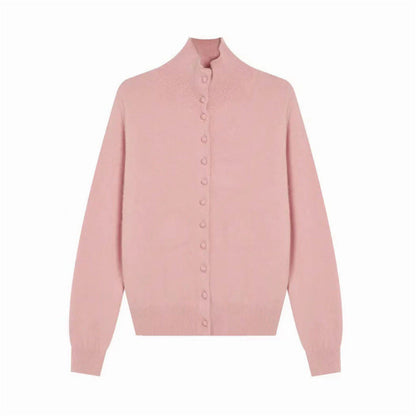 Damen Strickpullover Stehkragen Knöpfe Eveloria