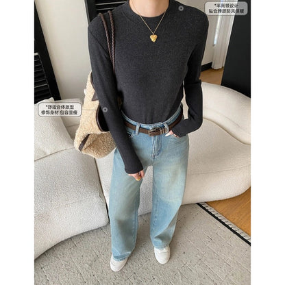 Damen Langarmshirt Feinripp Lässig