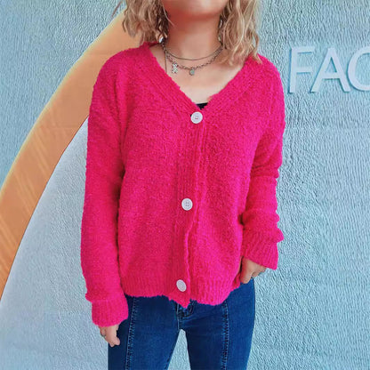 Damen Strickcardigan V-Ausschnitt Knöpfe Beige - Eveloria