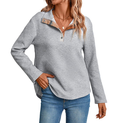 Damen Pullover Strukturiertes Design Schicker Kragen Beige