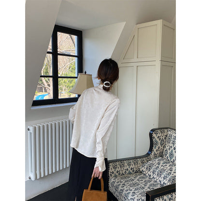 Damen Bluse mit Knöpfen und Stehkragen