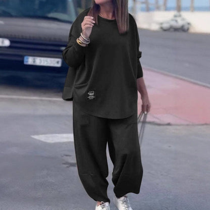 Damen Wohlfühl-Set Oversized Oberteil Bequeme Hose Eveloria