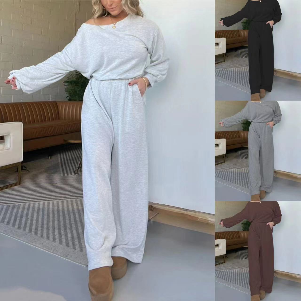 Damen Jumpsuit Weite Beine Tiefes Dekolleté Eveloria - Eveloria
