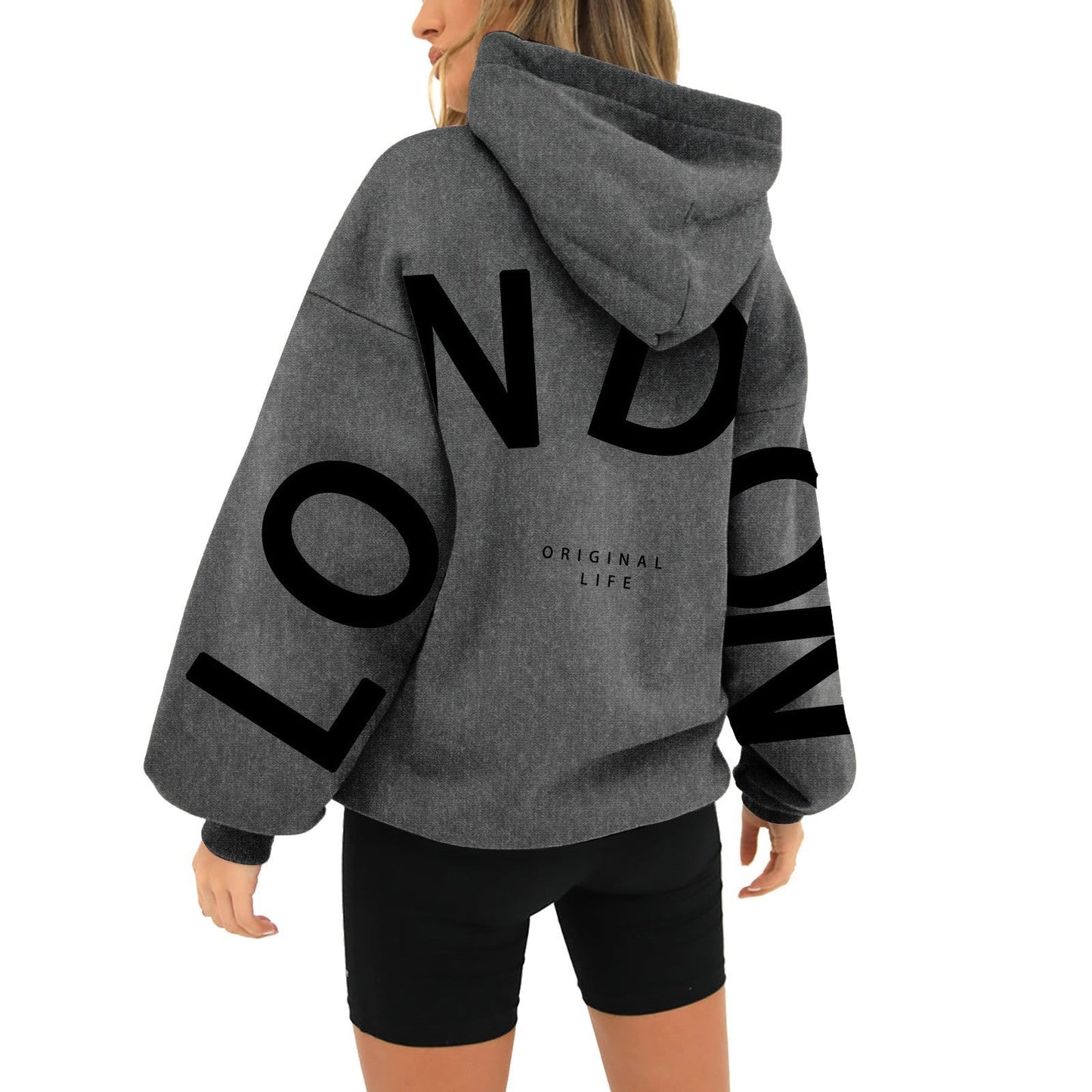 Damen Oversized Hoodie London-Print Trendig Eveloria