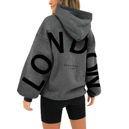 Damen Oversized Hoodie London-Print Trendig Eveloria