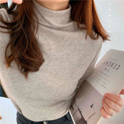 Damen Langarmshirt Hochkragen Eveloria Baumwolle Weiß