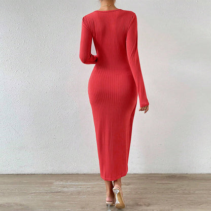 Damen Maxikleid Wickeldesign Seitenschlitz Eveloria
