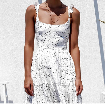 Damen Kleid mit Rüschendetails und Punktemuster