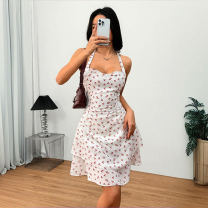 Damen Ärmelloses Sommerkleid Floralmuster Fließender Saum Eveloria - Eveloria
