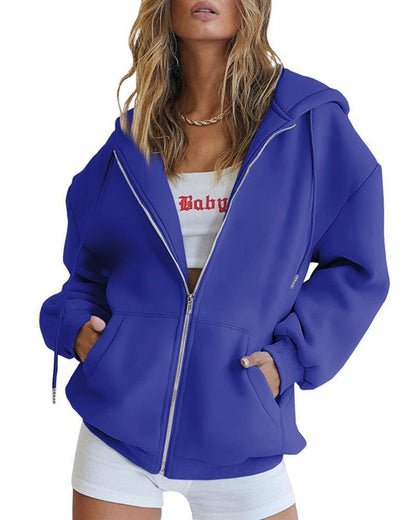 Damen Oversized Kapuzenjacke Reißverschluss Eveloria