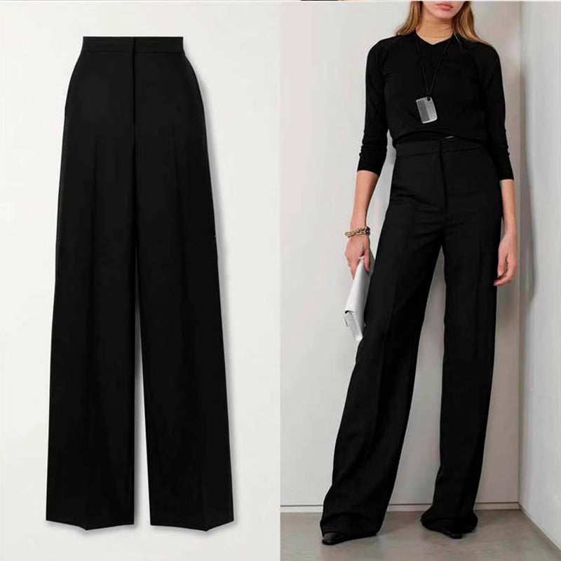 Damen Palazzo-Hose Hochgeschnitten Elegant Schwarz Eveloria - Eveloria