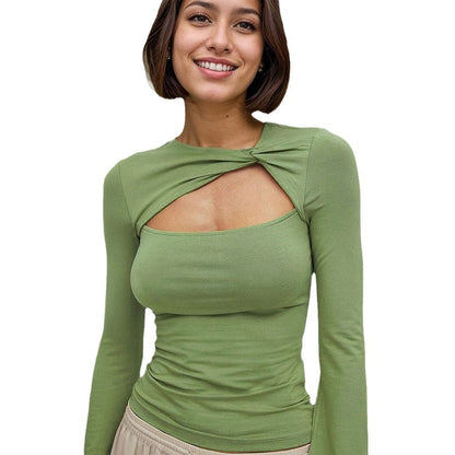 Damen Langärmliges Oberteil Twist-Design Cut-Out