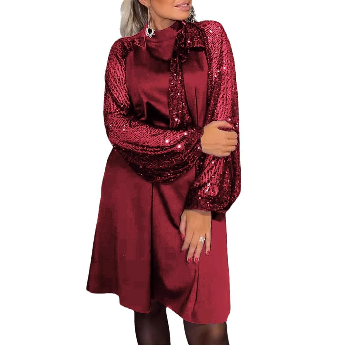 Damen Cocktailkleid Paillettenbesatz Festlich Eveloria