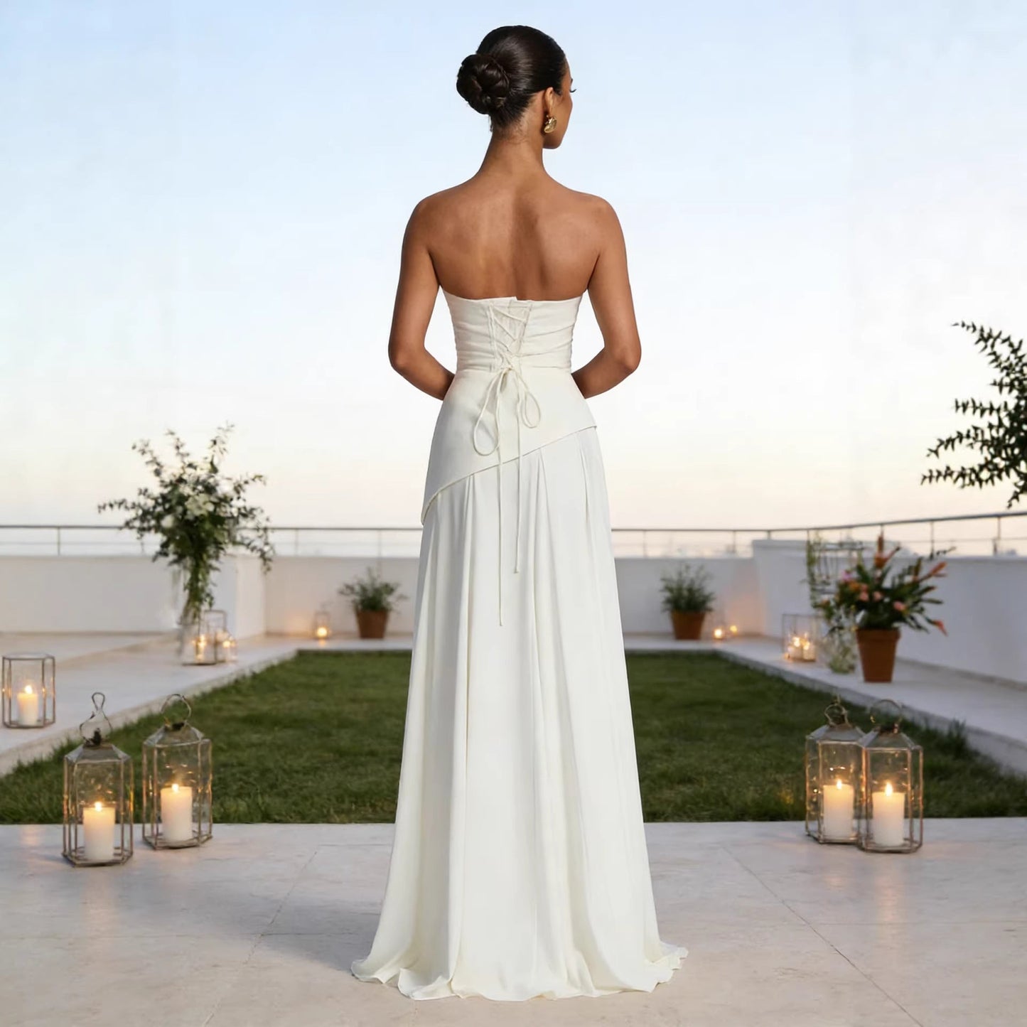 Damen Abendkleid mit Wasserfall-Ausschnitt Voluminöser Rock Eveloria