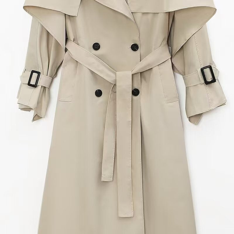 Damen Trenchcoat mit Gürtel und Oversized-Kragen Eveloria