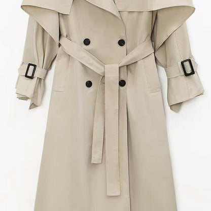 Damen Trenchcoat mit Gürtel und Oversized-Kragen Eveloria