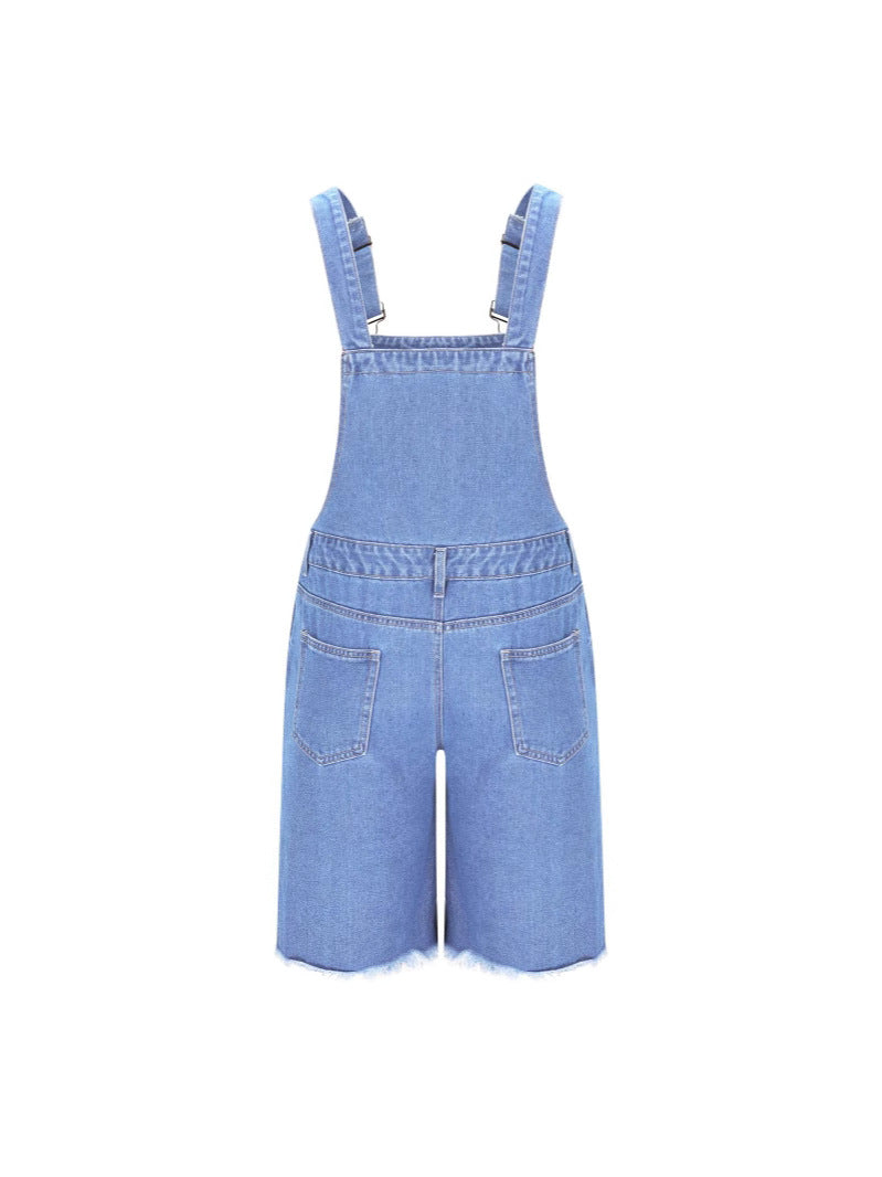 Herren Latzhose Distressed Denim Blau