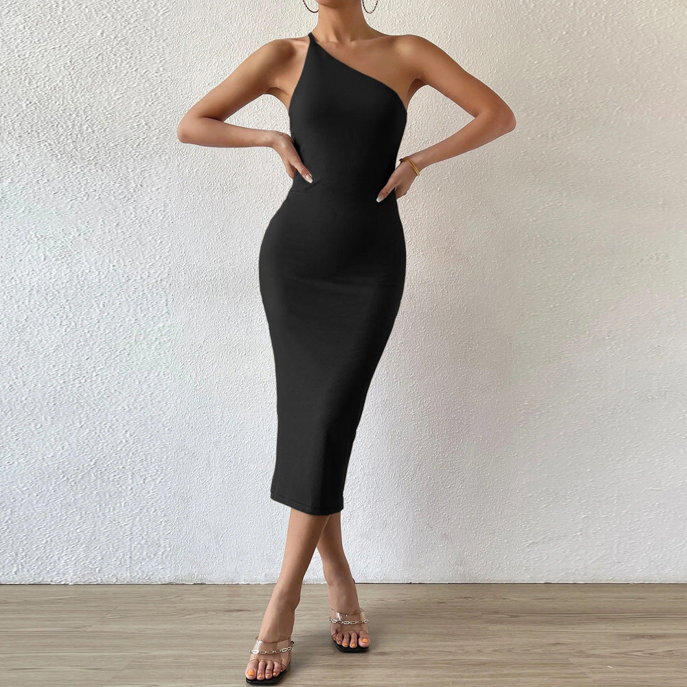 Damen Midikleid Asymmetrisch Figurbetont Eveloria