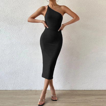 Damen Midikleid Asymmetrisch Figurbetont Eveloria