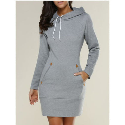 Damen Kapuzenkleid mit Seitentaschen Trenddesign Eveloria