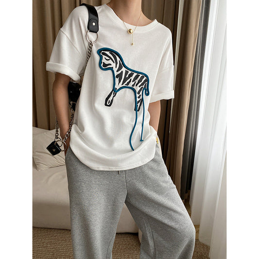 Damen T-Shirt mit Tiermotiv Baumwolle Relaxed Fit - Eveloria