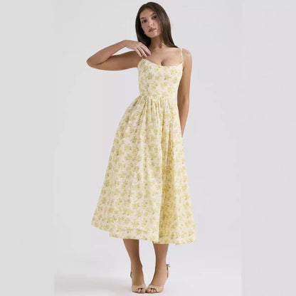 Damen Maxikleid Floralmuster Elegante Silhouette