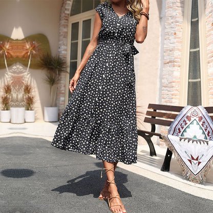 Damen Maxikleid Blumenmuster Rüschendetails