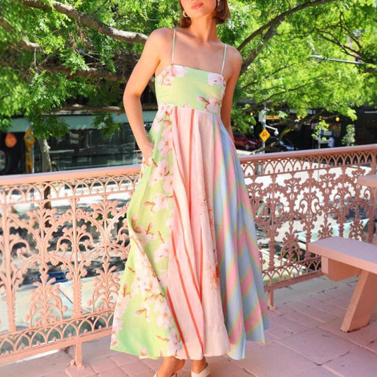 Damen Maxikleid Verspielt Muster Fließend Eveloria - Eveloria