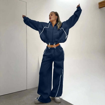 Damen Jogginganzug Weites Design Reißverschluss Eveloria