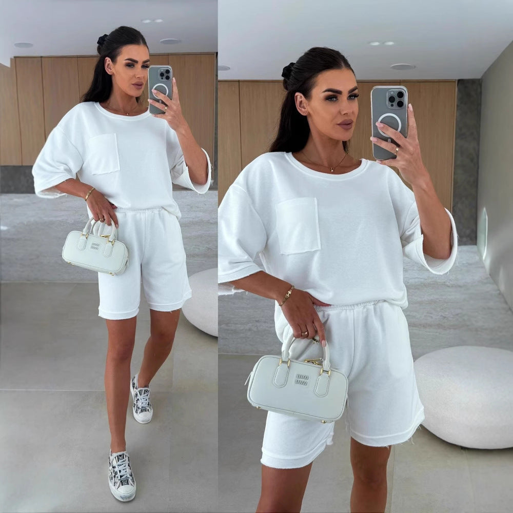 Damen Freizeitanzug Oversized T-Shirt und bequeme Shorts