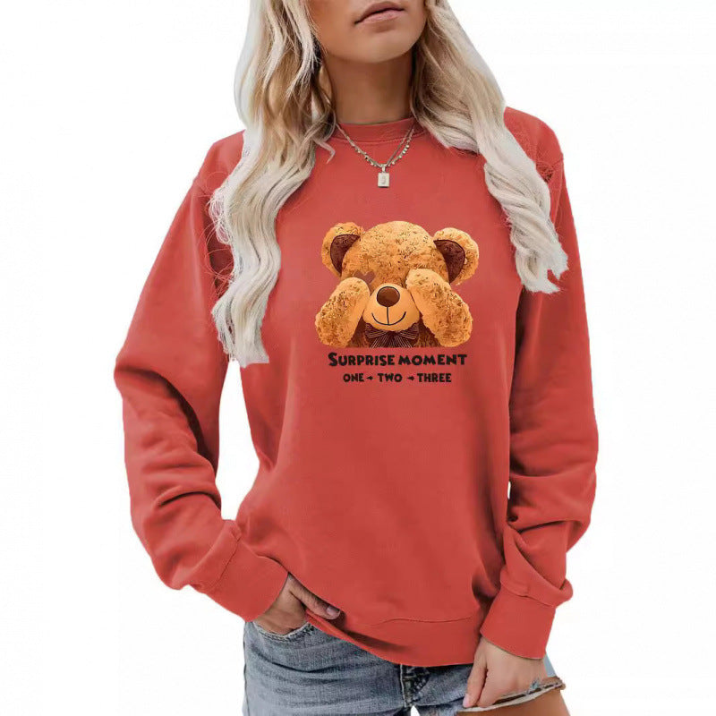 Damen Pullover Bärenmotiv Süß Eveloria