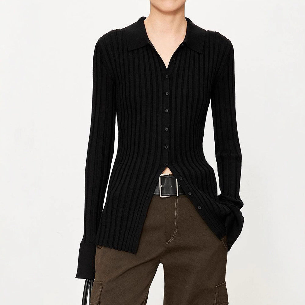 Damen Rippstrickhemden Slim Fit Eveloria
