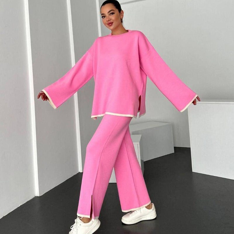 Damen Lounge-Set Weites Oberteil Schlitzhose Eveloria