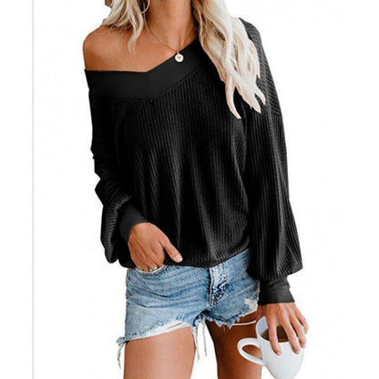Damen Off-Shoulder Strickpullover Voluminöse Ärmel