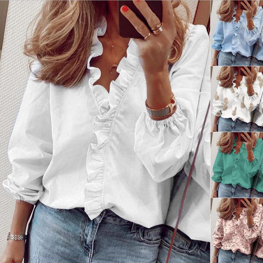 Damen Bluse Rüschendetail Elegantes Oberteil - Eveloria