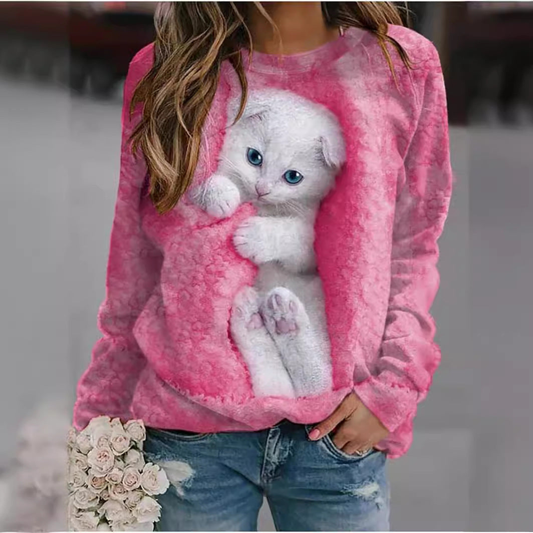 Damen Sweatshirt Katzenmotiv Eveloria