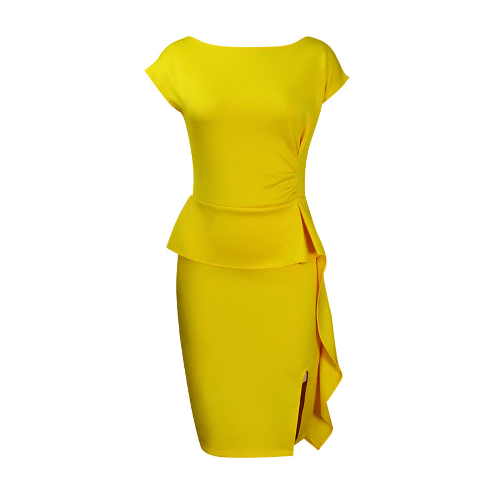 Damen Etuikleid Asymmetrischer Saum Tailliert Eveloria
