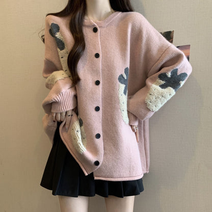 Damen Strickjacke Floralmuster Eveloria