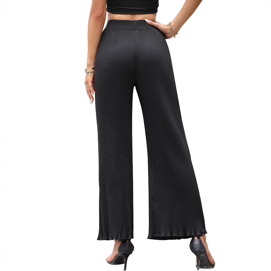 Damen Plissee-Hose elastisch Weitbein Eveloria