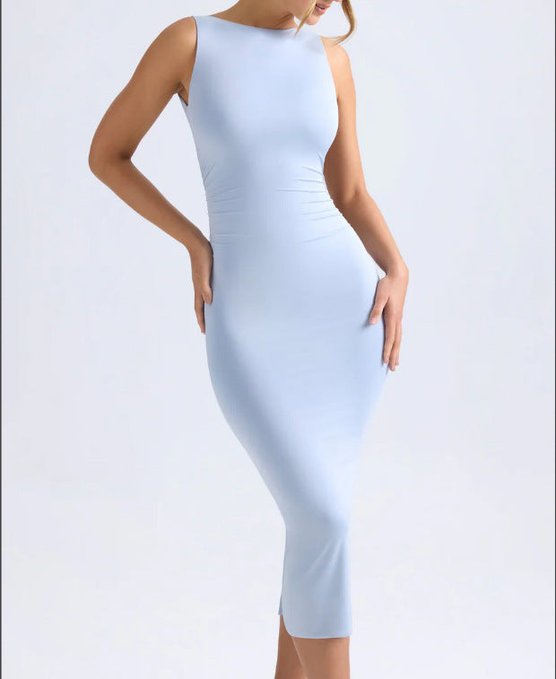 Damen Midi-Kleid Figurbetont Eleganter Ausschnitt