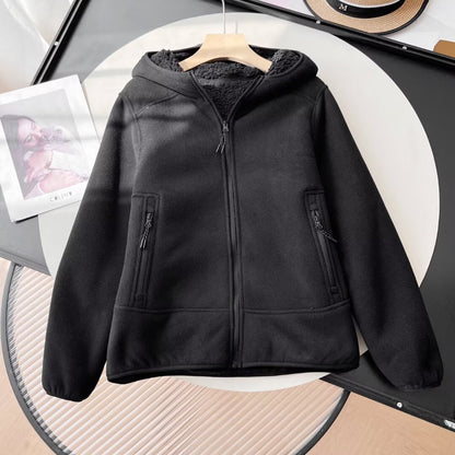 Damen Fleecejacke Kuscheliges Innenfutter Reißverschluss Taschen