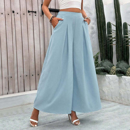 Damen Palazzo-Hose Weit Elegant Falten