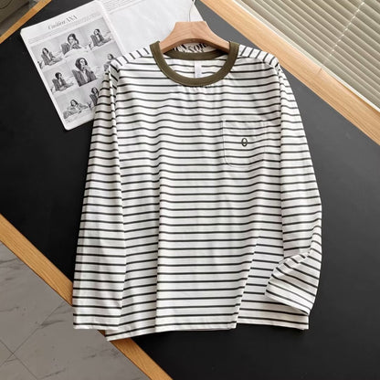 Damen Langarmshirt Gestreift mit Brusttasche