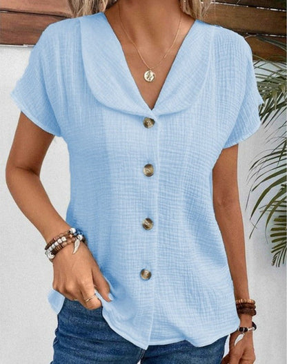 Eveloria Damen Bluse mit Kragen und Button-Down Verschluss