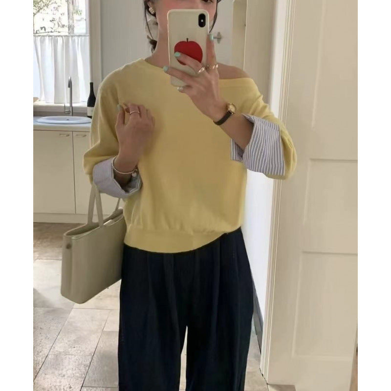 Damen Pullover Lässig Abnehmbarer Innenarm Eveloria