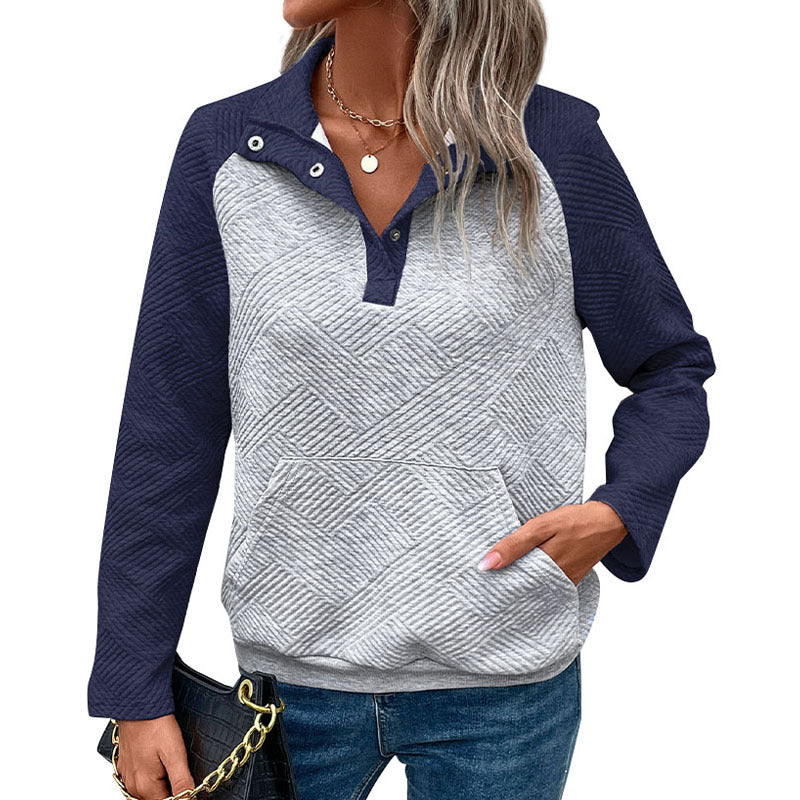 Damen Pullover Stehkragen Struktur Look Eveloria